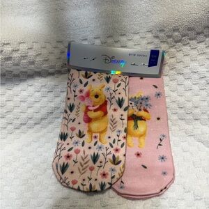Disney Pink Grip Socks with Winnie the Pooh and Floral Design